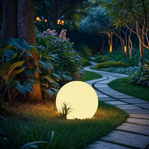 Hoodink 8-in Solar Globe Light Outdoor, Waterproof Solar Ball Light for Outside w/Remote, 16 RGB Color Changing Glowing Orb Lamp Landscape Lighting Mood Lamp w/Ground Stake for Garden Patio Yard Pathway Decor