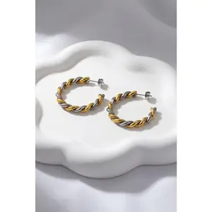 Paloma Waterproof Two-Tone Chunky Rope Hoop Earring