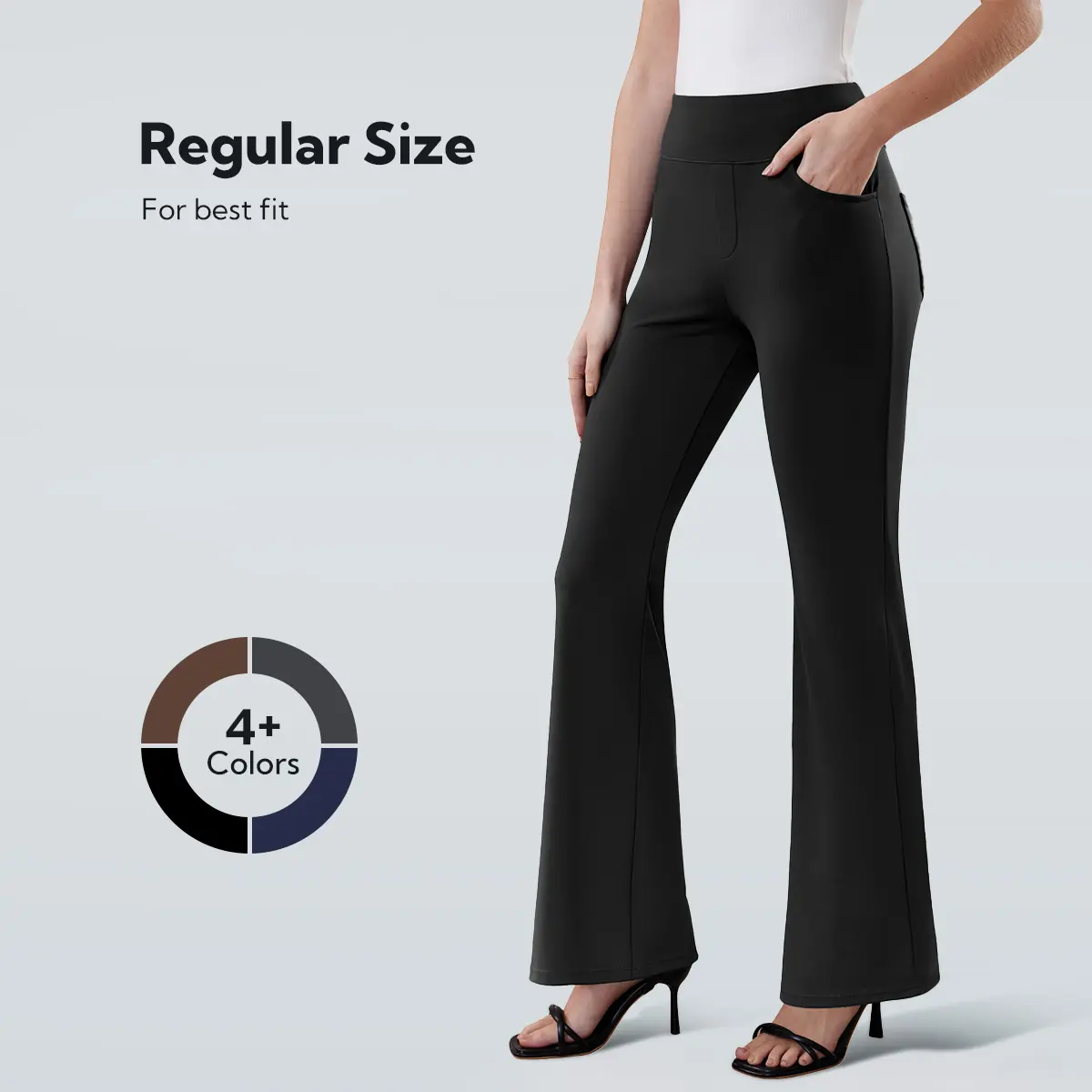 DLOODA Women’s Stretchy Flare Work Pants with 4 Pockets, High Waist Pull-On Business Casual Office Slacks,back to school shopping