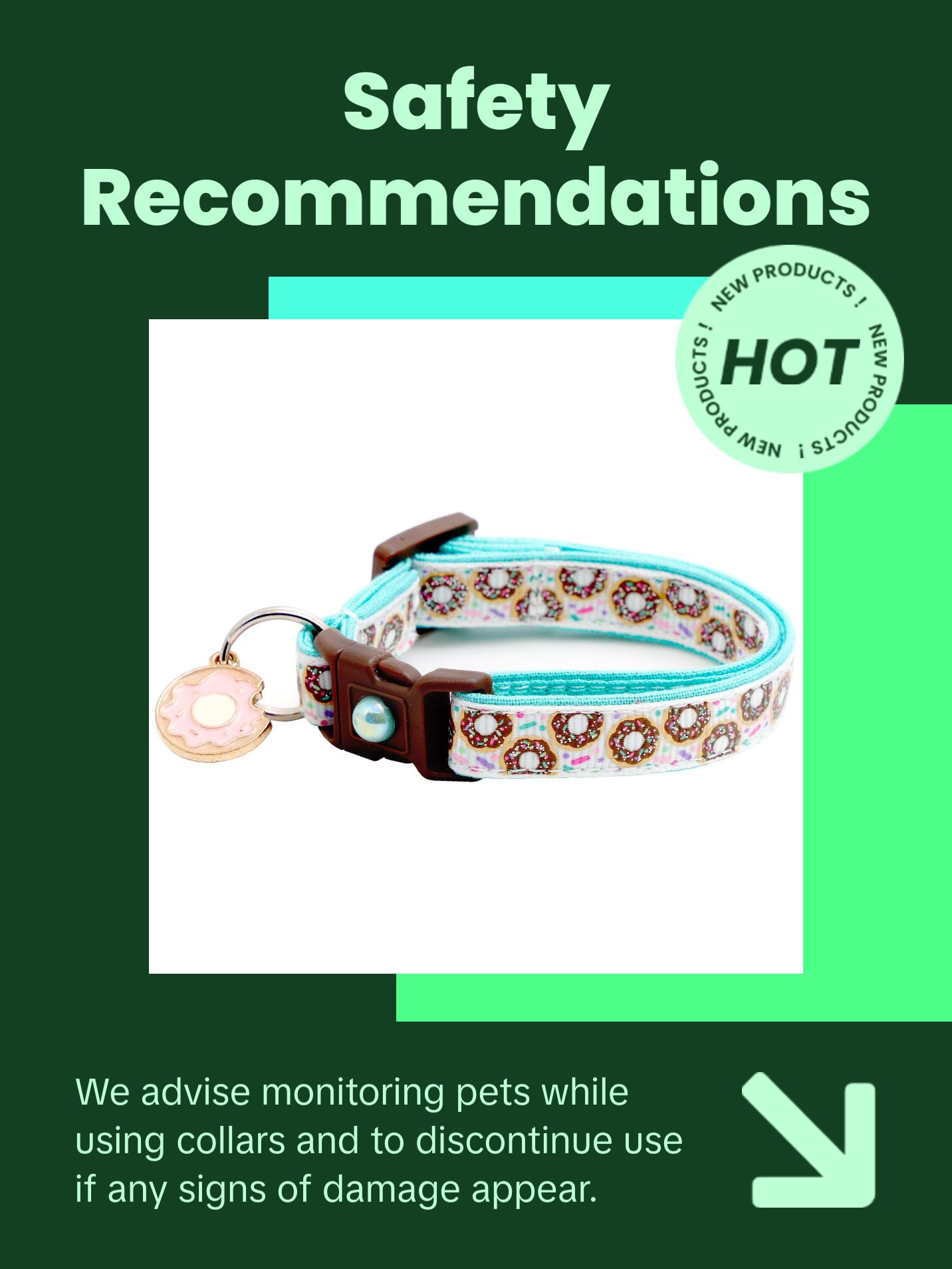 Sprinkle Doughnuts Breakaway Safety Cat Collar with Jingle Bell & Charm by Pugs2Persians Donut