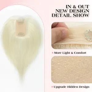 Feipro Hair Topper for Women, Crown Hair Pieces for Thinning Hair Women, 2 Clips Secure Hold, Ultra Thin Artificial Scalp Base for Natural Volume