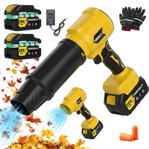 FIREHELP Cordless Turbo Jet Blower, 550CFM 120MPH, Portable Leaf Blower with 2 Batteries & 2 Extended Nozzles, Handheld Snow Blower for Home & Outdoor Use, Lightweight Cleaner for Blowing Leaves/Dust, Ideal Birthday & Holiday Gift