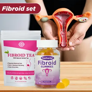 Fibroid Tea Fibroid Gummies Set for Hormone Balance, Natural Fibroid Womb Tea Fibroid Gummies for Ovarian Cysts