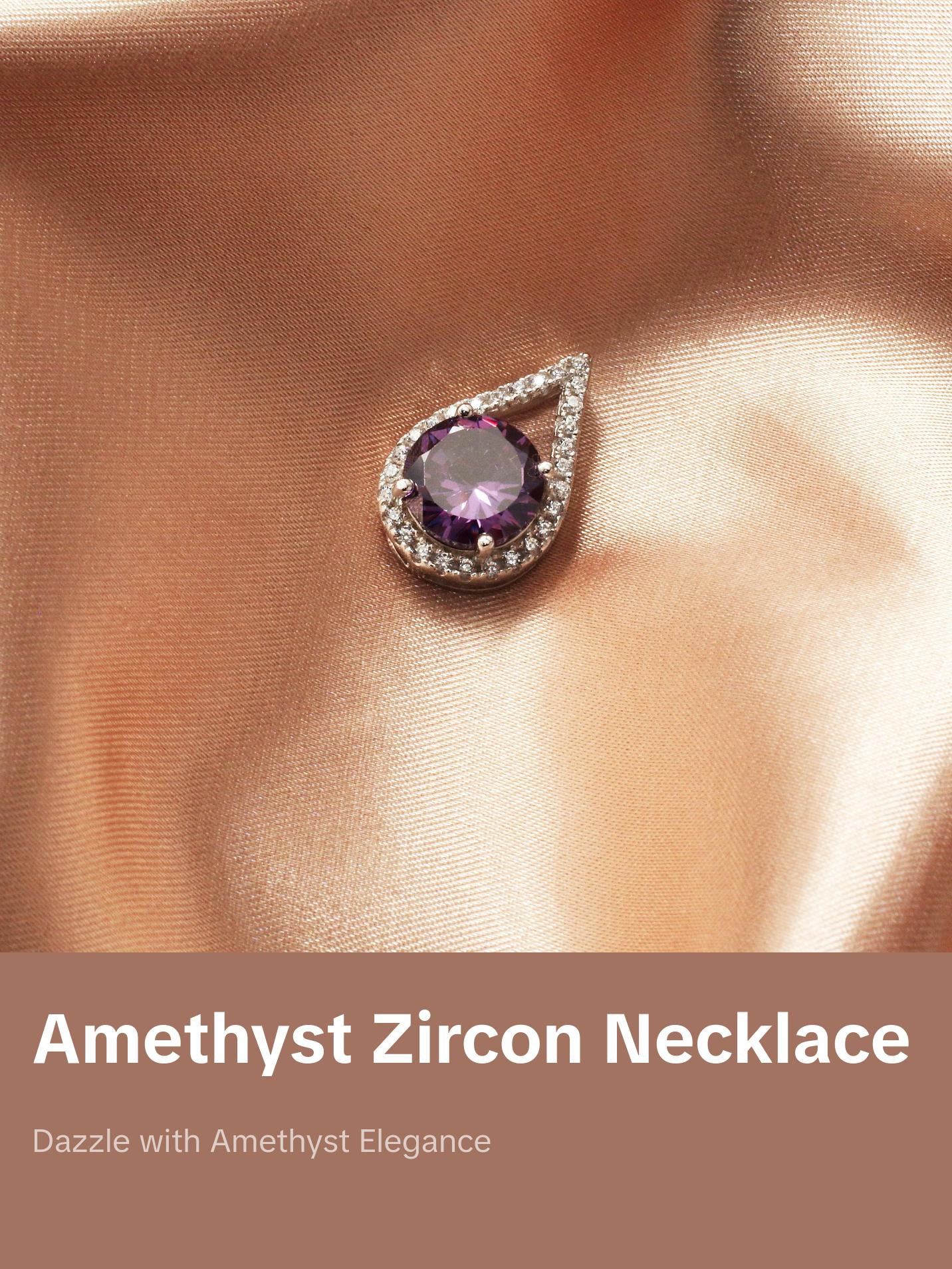 Amethyst Cubic Zircon Gemstones Necklace