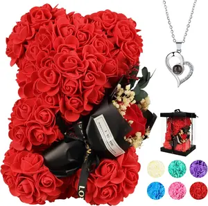 Valentines Day Gifts for Her Rose Bear for Women, Artificial Rose Teddy Bear Birthday Bouquet, Mother'S Day Rose Gift, Perfect for Wife, Mom, Grandma (Rose Red) K KYMAKE