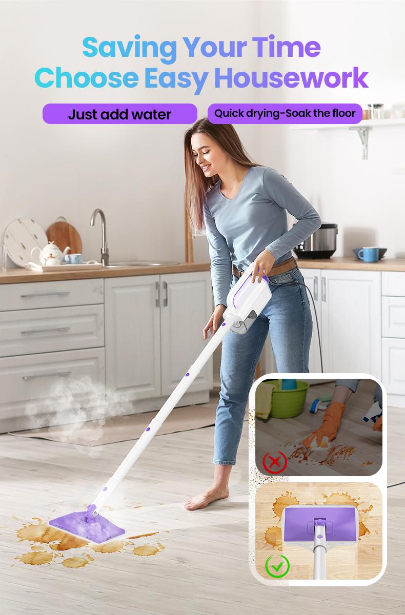 [FebFaves]Steam Mop 12-in-1 Floor Cleaner with Detachable Handheld Steamer for Walls, Grout, Floors, Tiles, Carpets & Grease. Includes Multi-Function Accessories Cleaning Tools Cleaning Set