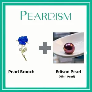 【Joey】Rose  Pearl Brooch + Edison pearl  Collection (Min 1 pc Edison pearl) [Open in live ]｜Freshwater Edison Pearls