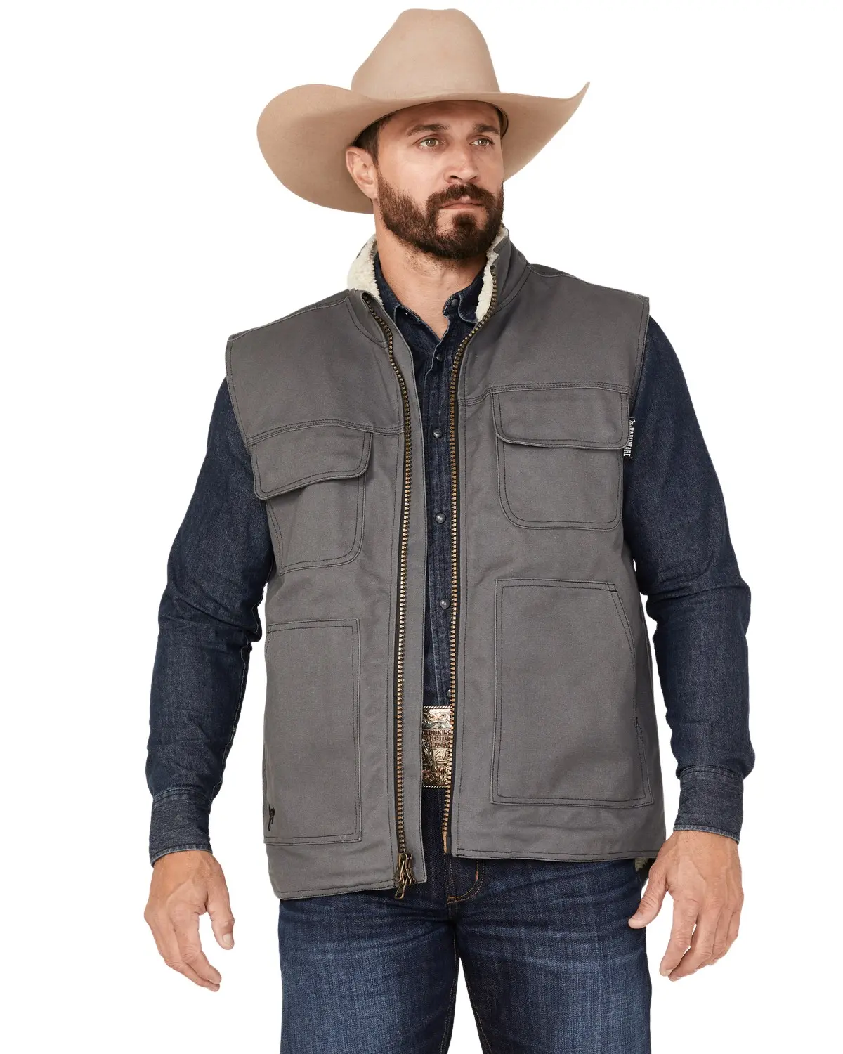Men's Cowboy Hardware Men'S Ranch Canvas Berber Sherpa Lined Vest - 185131-043