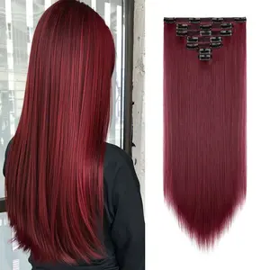 Lansigreen Clip in Hair Extensions 23inch 190g Long Straight 7pcs Clips in HairPieces Soft and Silky Texture Synthetic Hair Extensions Clipsin for Women Summer Vibes Daily Party