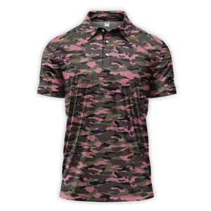 Pink Camo Pattern Men's Bogey Bros Golf Ball Polo Shirt Masters Golf Tennis Polo Tops Masters Tournament Shirt 2026 GPA Championship Performance Outdoors Sport Shirt, Ideal Gift for Hunting Season Dad Golfers