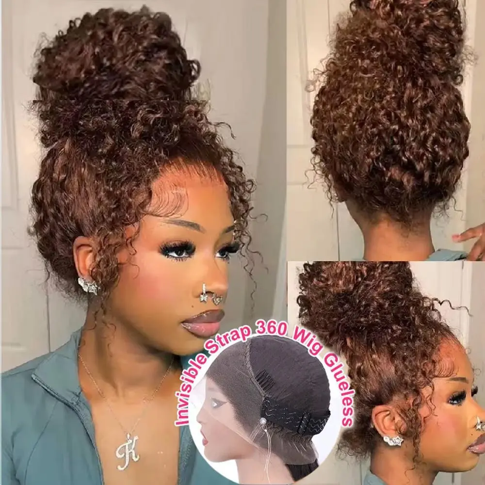 Ashimary Water Wave Invisi-Strap Snug Fit 360 Lace Frontal Pre-Cut Bleached Knots Chocolate Brown Glueless Lace Wig#summerwins
