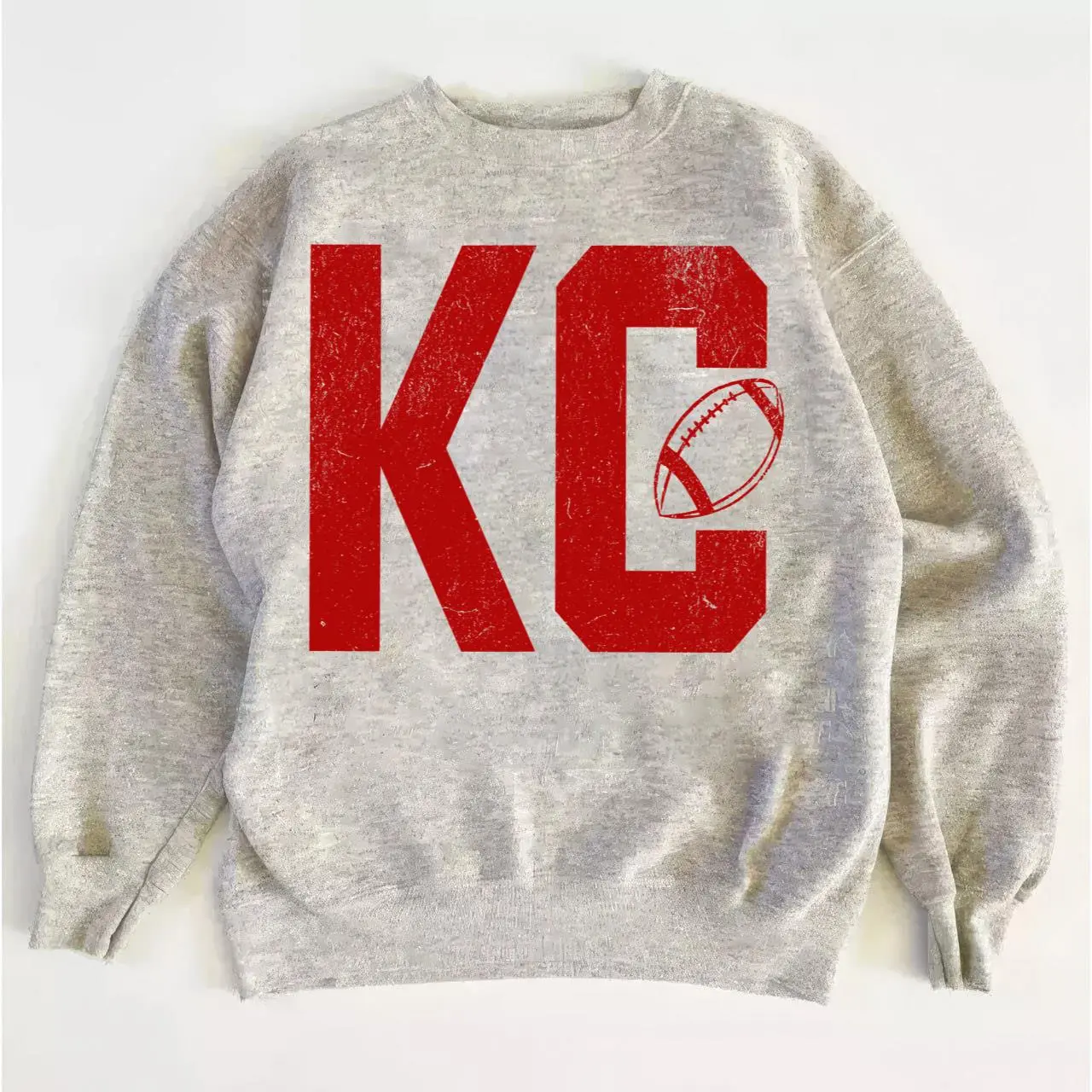 Chiefs Throwback Football Sweatshirt, Textured Vintage Crewneck for Fans