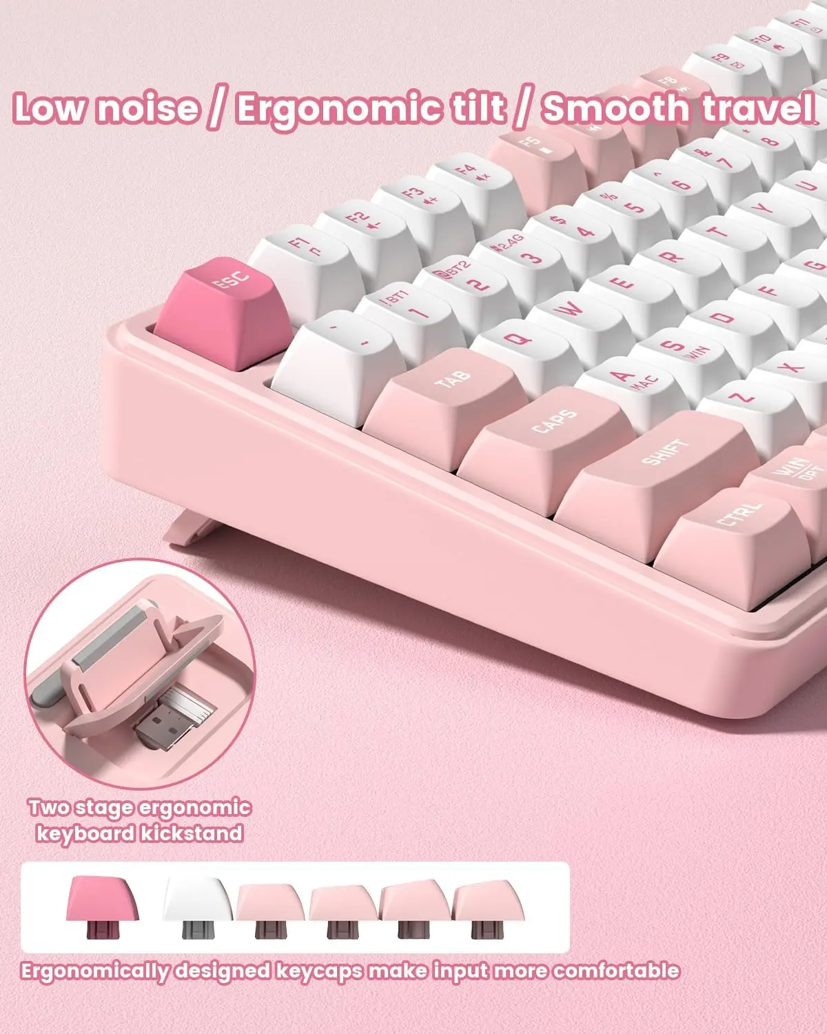 Womier DK75 75% Wireless Gaming Keyboard, RGB Backlit Silent Membrane Keyboard with Media Knob
