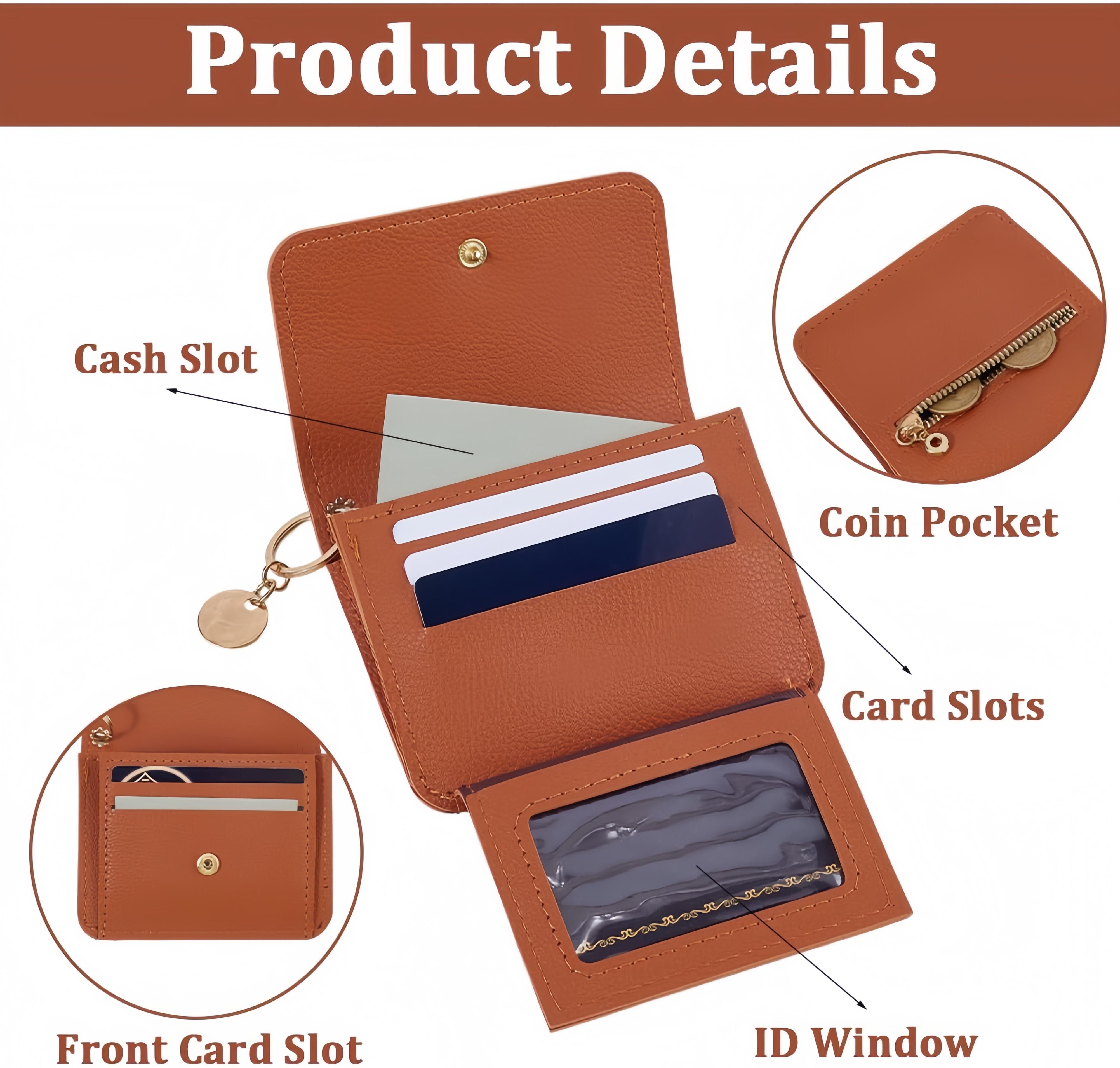 Women's Elegant Minimalist Short Slim Wallet All-match Trendy Mini 3 Bifold Purse RFID Blocking Card Holder Money Clip ID Window Compact Coin Purse Ideal Gift