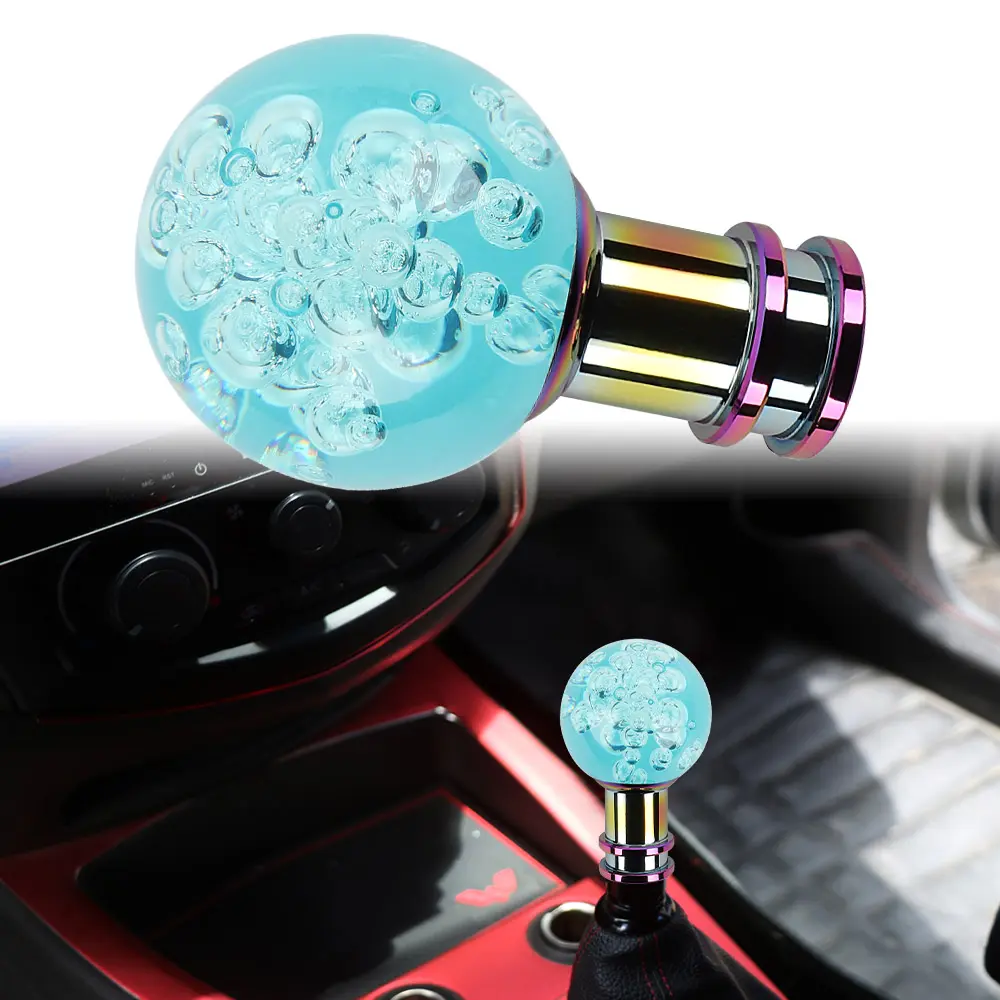 Brand New Universal JDM Round Ball Crystal Teal Bubble Manual Car Racing Gear Shift Knob Shiter M8 M10 M12