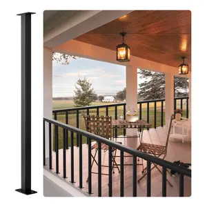 VEVOR Cable Railing Post,  36" x 1.5" x 1.5" Steel Level Deck Railing Post Without Holes, SUS304 Stainless Steel Cable Rail Post, Stair Handrail Post for DIY, 1-Pack, Black