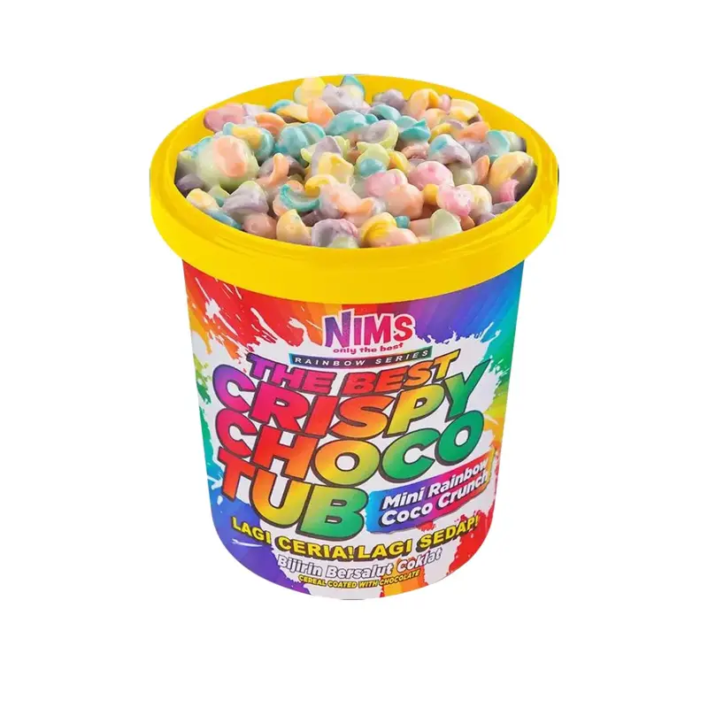 NIMS Crispy Choco Tub - Mixed Strawberry & Best Flavor Chocolate Cereal for Crunchy Snacks & Dessert Cooky Biscuit Cookie Enjoy Satisfying