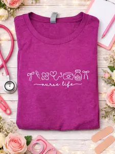 Nurse Life Custom Embroidered Tee Crewneck - Soft Comfortable Medical Icon Design for Nurses & Nursing Students - Perfect Gift for Healthcare Heroes - Shirt, Top shirts