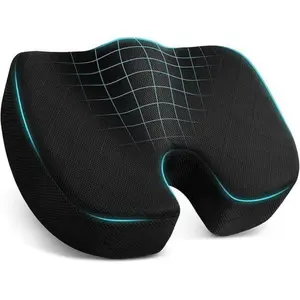 ErgonomicMemoryFoamSeatCushion–Non-SlipChairPadforOffice,Car&Wheelchair–Sciatica,Back&TailbonePainRelief