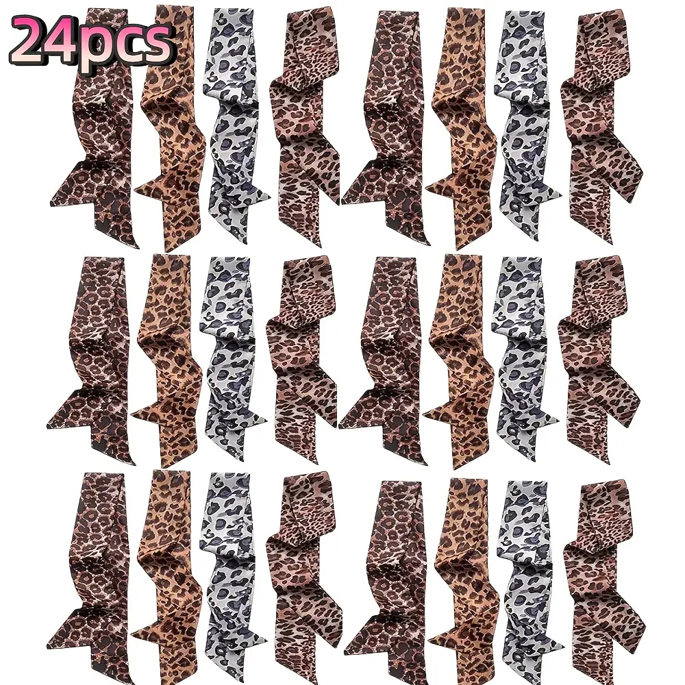 Women's 24-Pack Silk Scarf Headbands - Mixed Styles for Handbag Decoration, Female Use, Casual Wear, Hair & Neck Accessory, Fashion Gifts