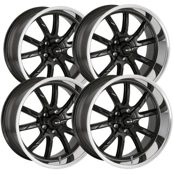 (Set of 4) Staggered Ridler 650 17x7,17x8 5x114.3 +0mm Matte Black Wheels Rims