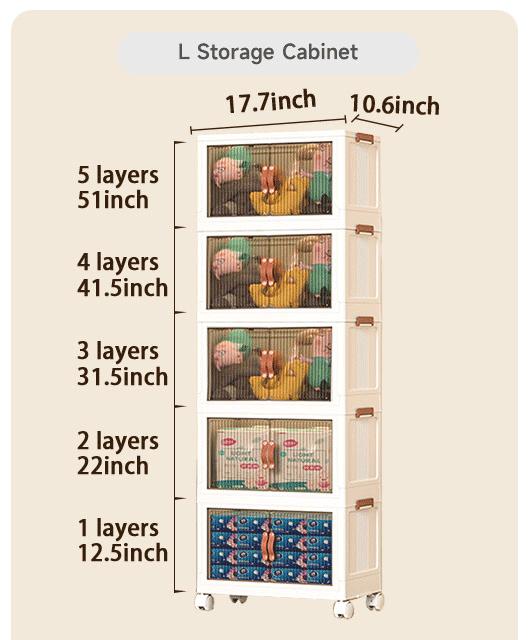 ONAIL 40/64/128QT Foldable Storage Box with Lid,  1-5 layers Holders with Wheels for Kitchen Bedroom Bathroom Warehouse Kitchen Home Storage Stackable Organizer