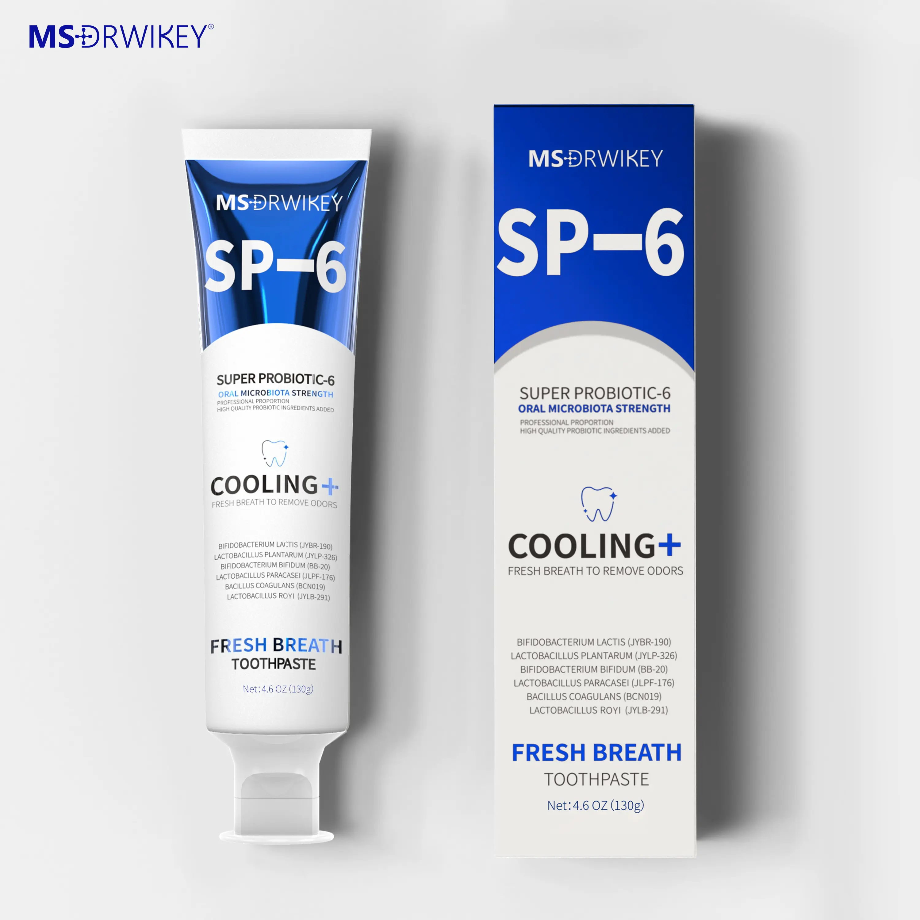 MSDRWIKEY Probiotic Mint Fresh Breath Toothpaste, Dual Protection Oral Care for Long-Lasting Freshness