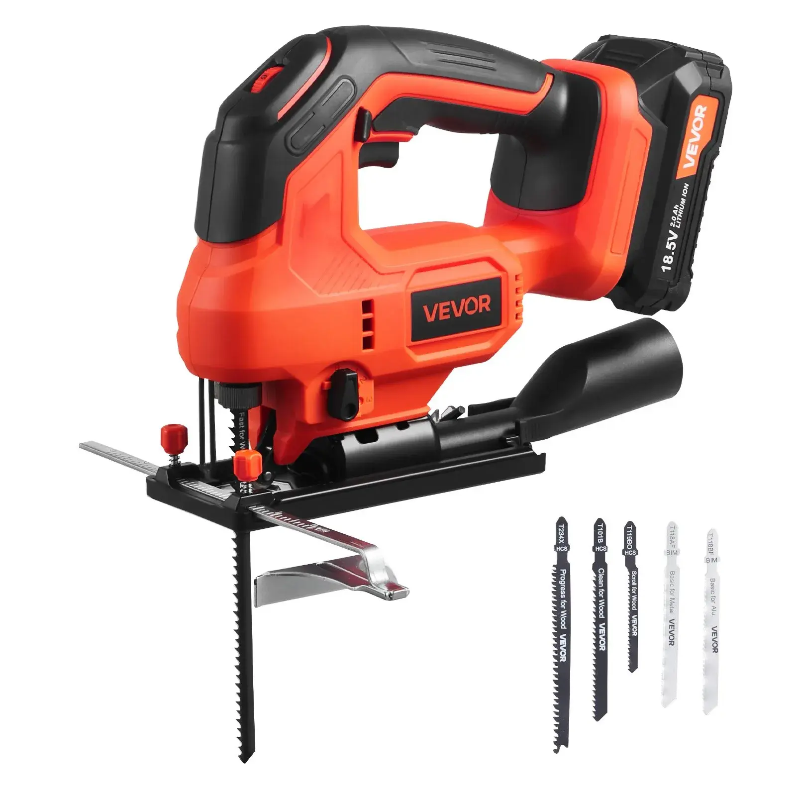 【Summerfinds】VEVOR Cordless Jig Saw 20 V3000 SPM Blade SpeedCordless Jigsaw with Battery and ChargerLED Light6 Variable Speed0- 45° Bevel Cutswith 6 pcs Blades4 Orbital Settingsfor WoodMetal