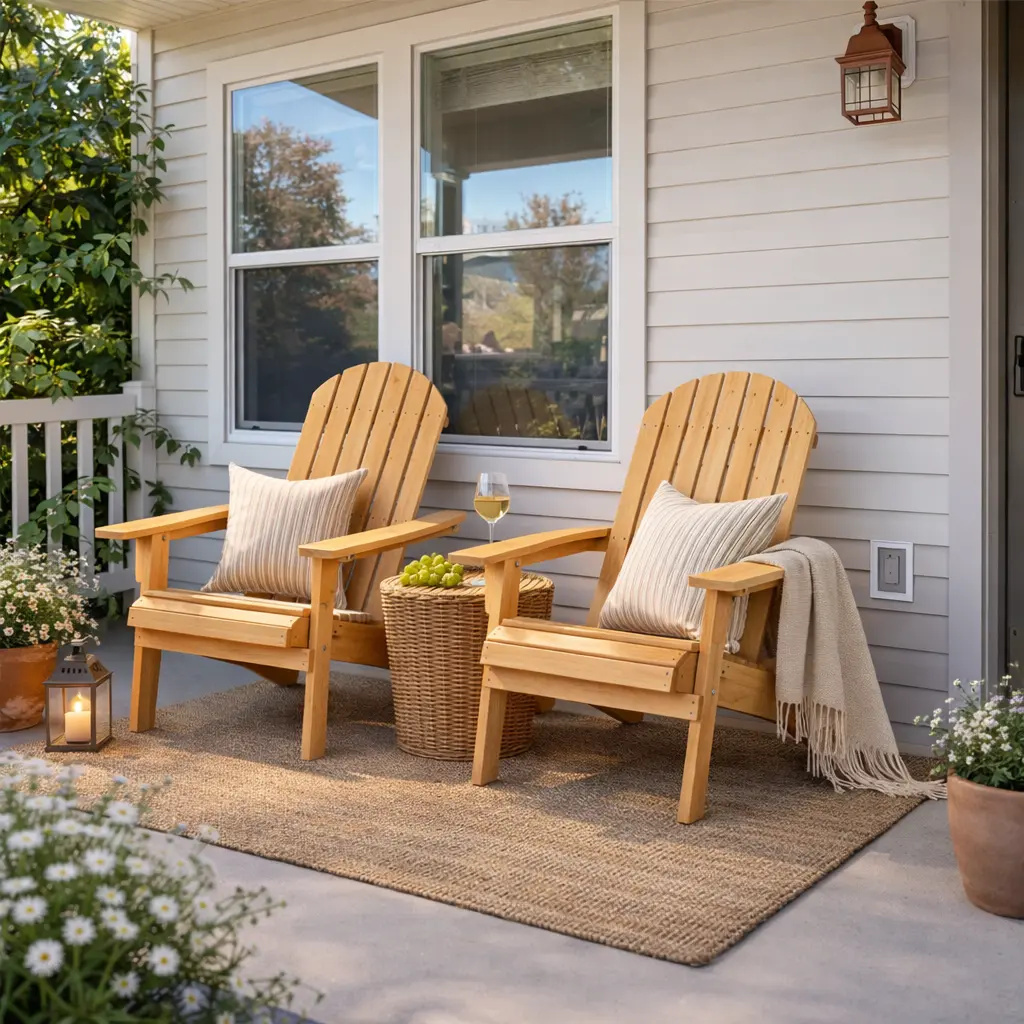 【Set of 2】Yaheetech 2026 Upgrade Folding Adirondack Chair Set of 2 Outdoor Solid Wood Garden Chair Weather Resistant, Fire Pit Lounge Chairs for Garden/Yard/Patio/Lawn,home decor,camping essentials