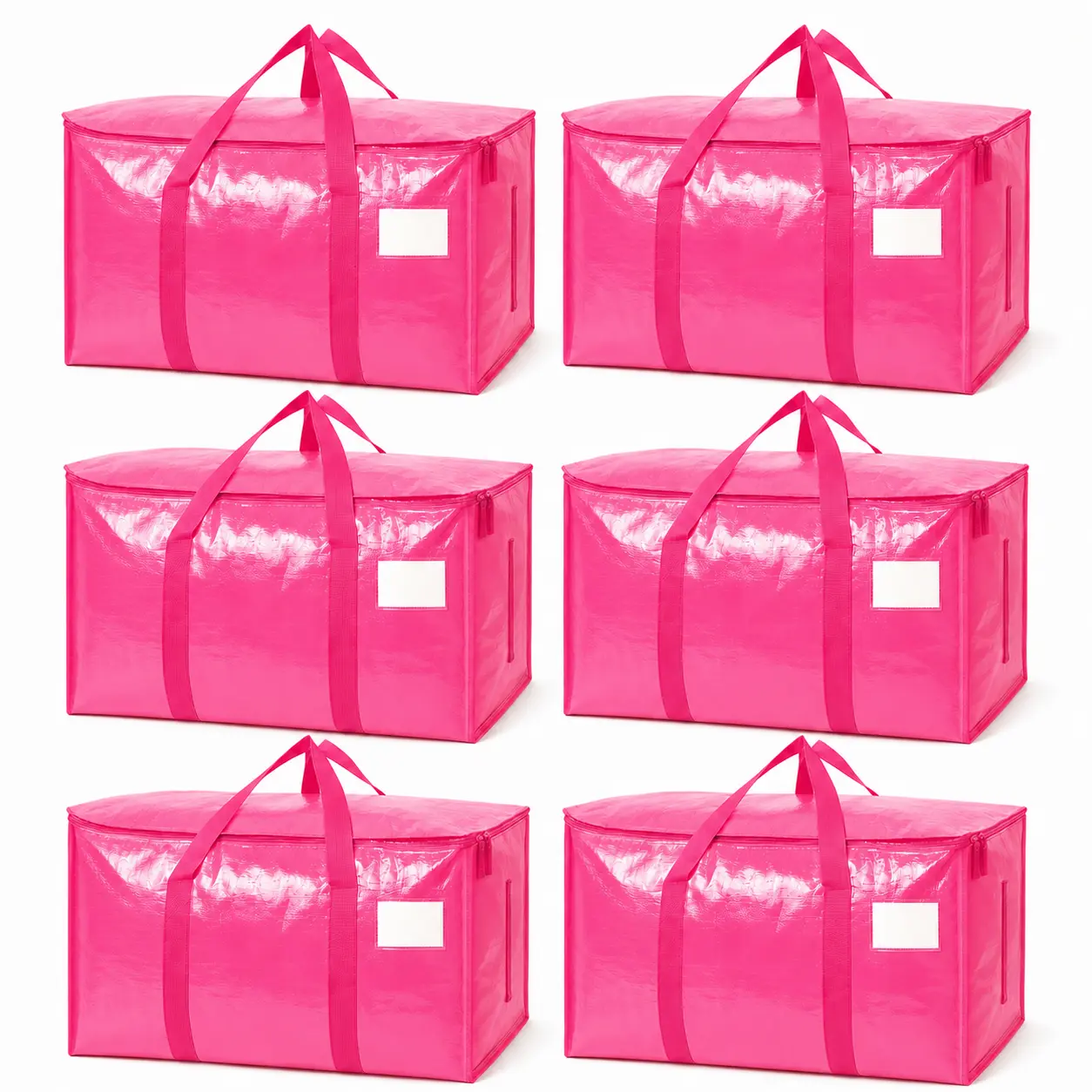 【BackTo School】Moving Bags, 24 Gallon Extra Large Heavy Duty Foldable Storage Totes with Zipper, Reinforced Carry Handles & Label Pocket, Collapsible Moving Supplies for College Dorm, Clothes, Bedding, Travel & Home Storage