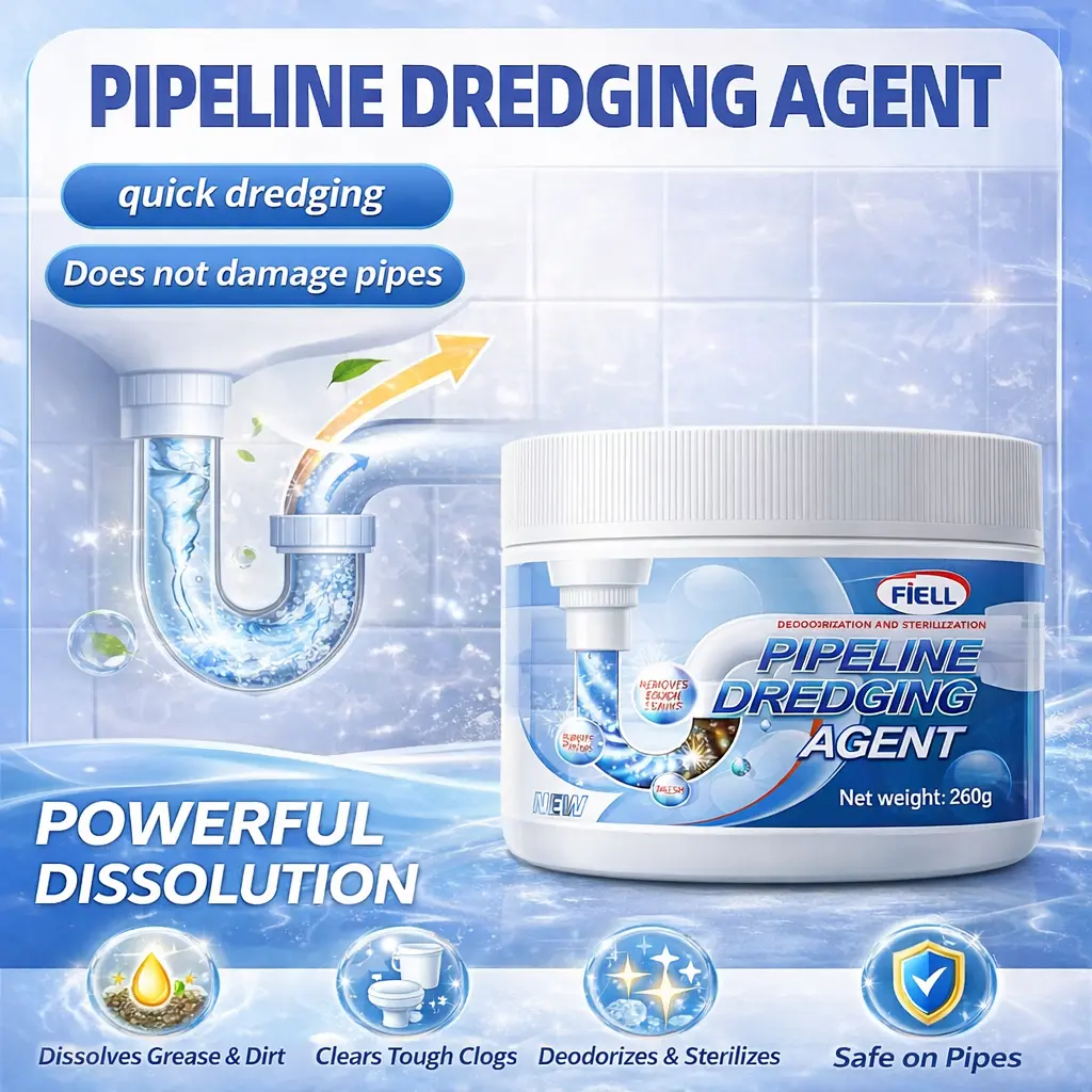 Household Home Cleaning Supplies Pipeline Dredging Agent - Smooth Anti-Clogging Deodorizing Odor Cleanup Powder, Safe, No Residue, Pipe-Protecting Efficient Drain & Duct Unclogger