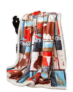 Carstens Home Unisex Wrangler Vintage Western Sherpa Throw Blanket - Jw260