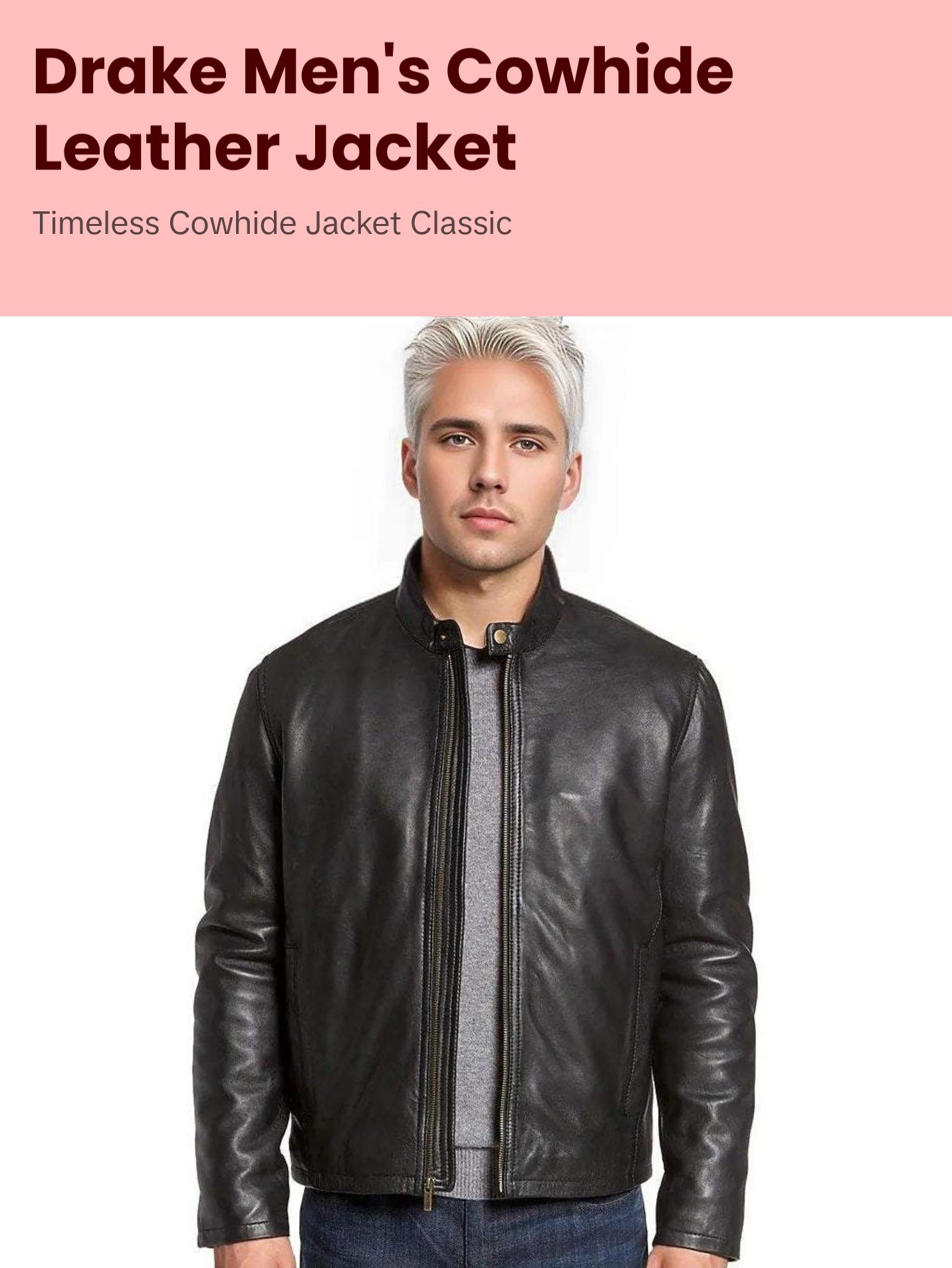 Drake Men's Classic Cowhide Leather Jacket