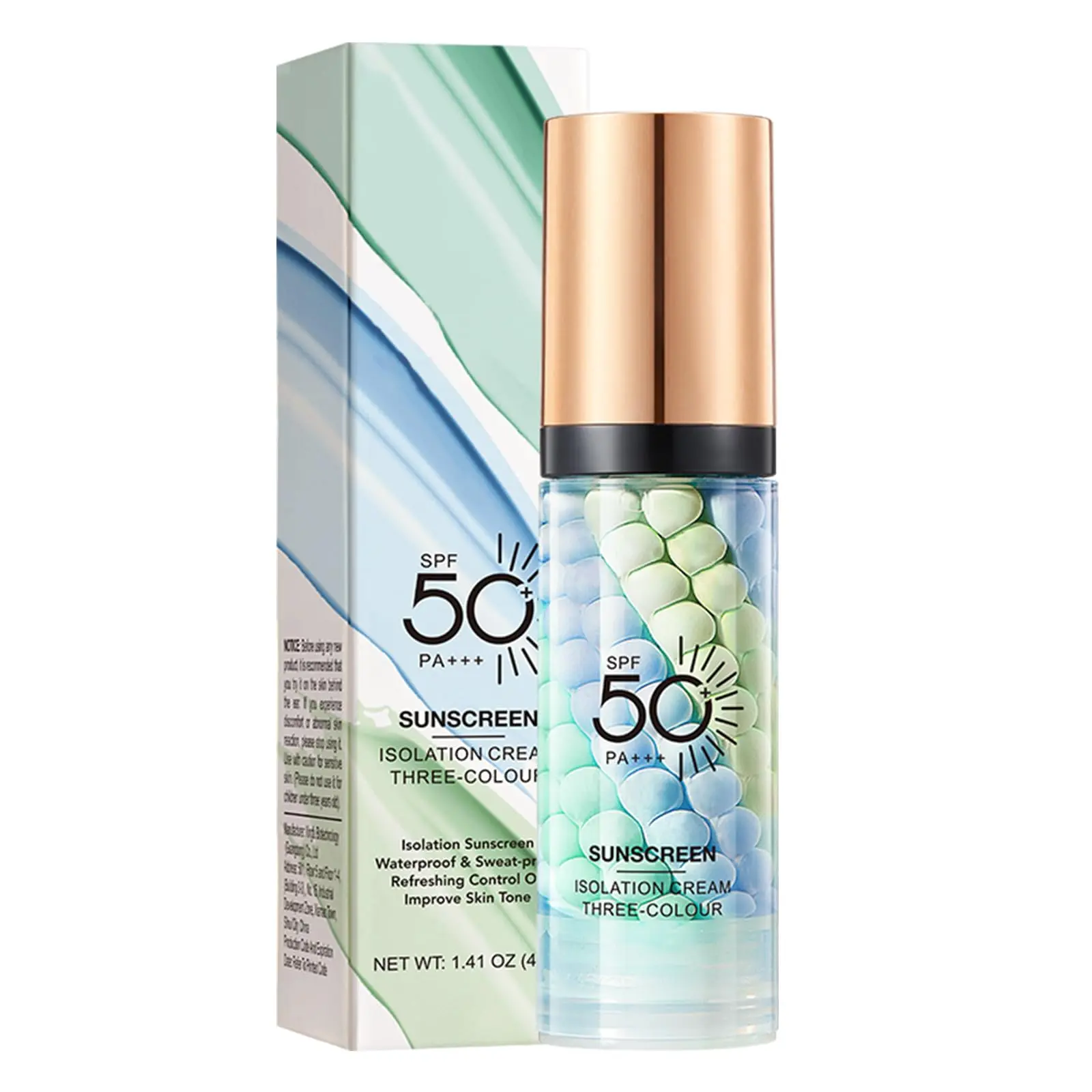 SPF 50+ PA+++ 3-in-1 Sunscreen Isolation Cream, Color Corrector Face Primer, Oil Control Moisturizing Pore-Blurring Pre-Makeup Base for Luminous Even Skin Tone