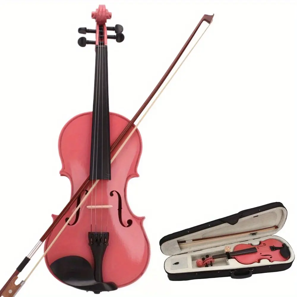 1/4 Size Acoustic Violin for Young Violinists - Basswood, Maple & Black Wood Arbor Stringed Instrument Set (48-52cm), 18.11x6.69x1.97", 22.32" / 56.7Cm, 31.30x10.04x4.72", W/ Protective Case, Quality Bow & Plastic Components, Violins, Mini Violin