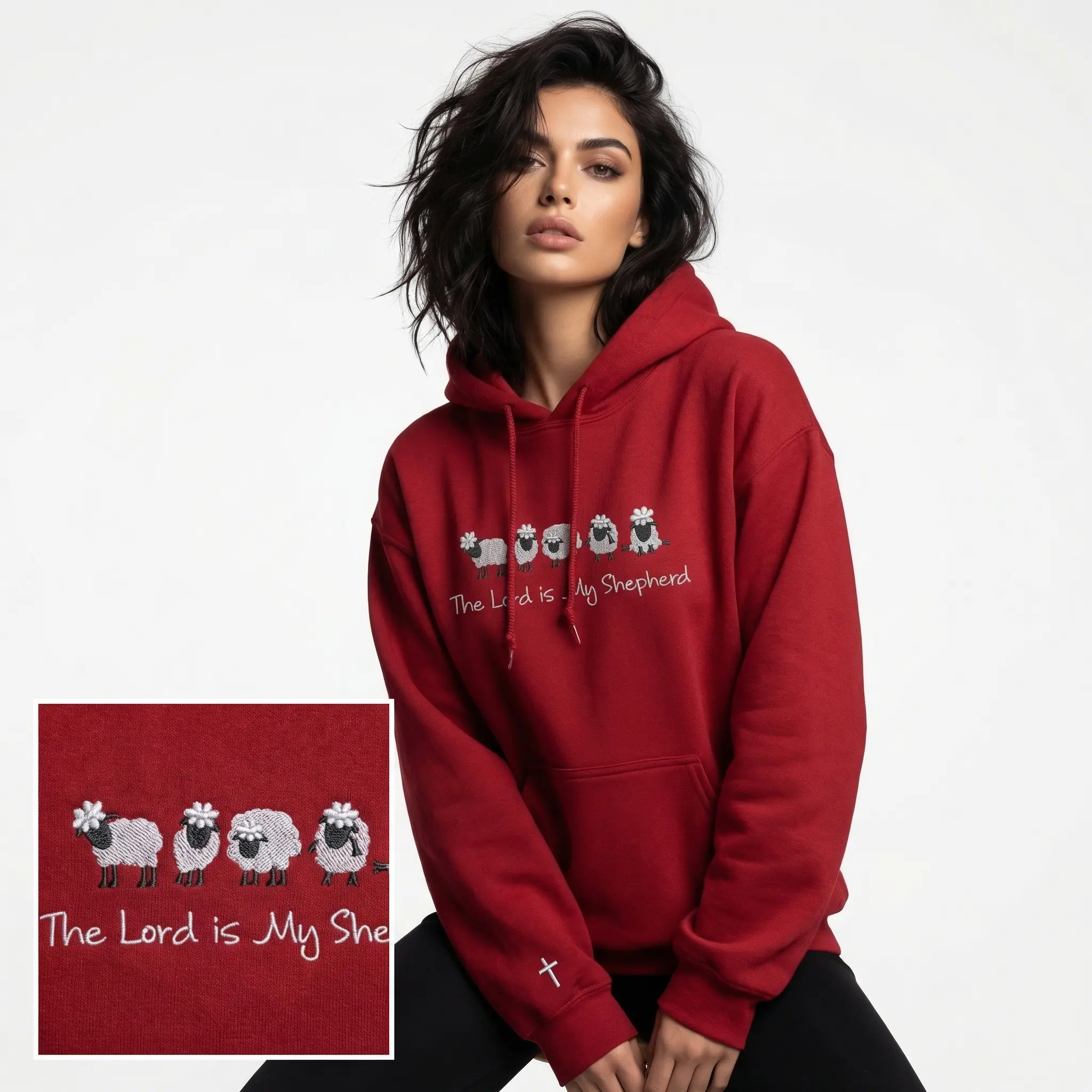 The Lord Is My Shepherd Embroidery Sweatshirt, Jesus Love Embroidered Hoodie, Cute Sheep Embroidered, Christian Faith Shirt