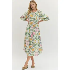 Entro Bright Floral Midi Dress