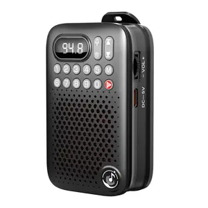 Portable FM radio with TF card slot, wireless connectivity, recording, and a timer for automatic shutoff, equipped with a back clip for easy carrying while walking. Simple to operate and quick to learn—an essential travel item and a top choice for gifting