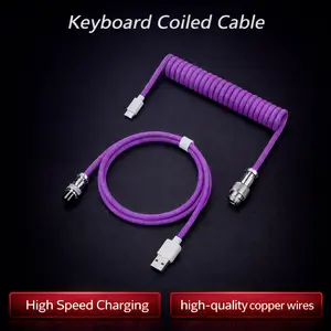 DICHEN Aviation Plug Cable Mechanical Keyboard Coiled Cable, 1 Count Type C USB Port Aviator Coiling Cable, Desktop Computer Gaming Keyboard Accessories