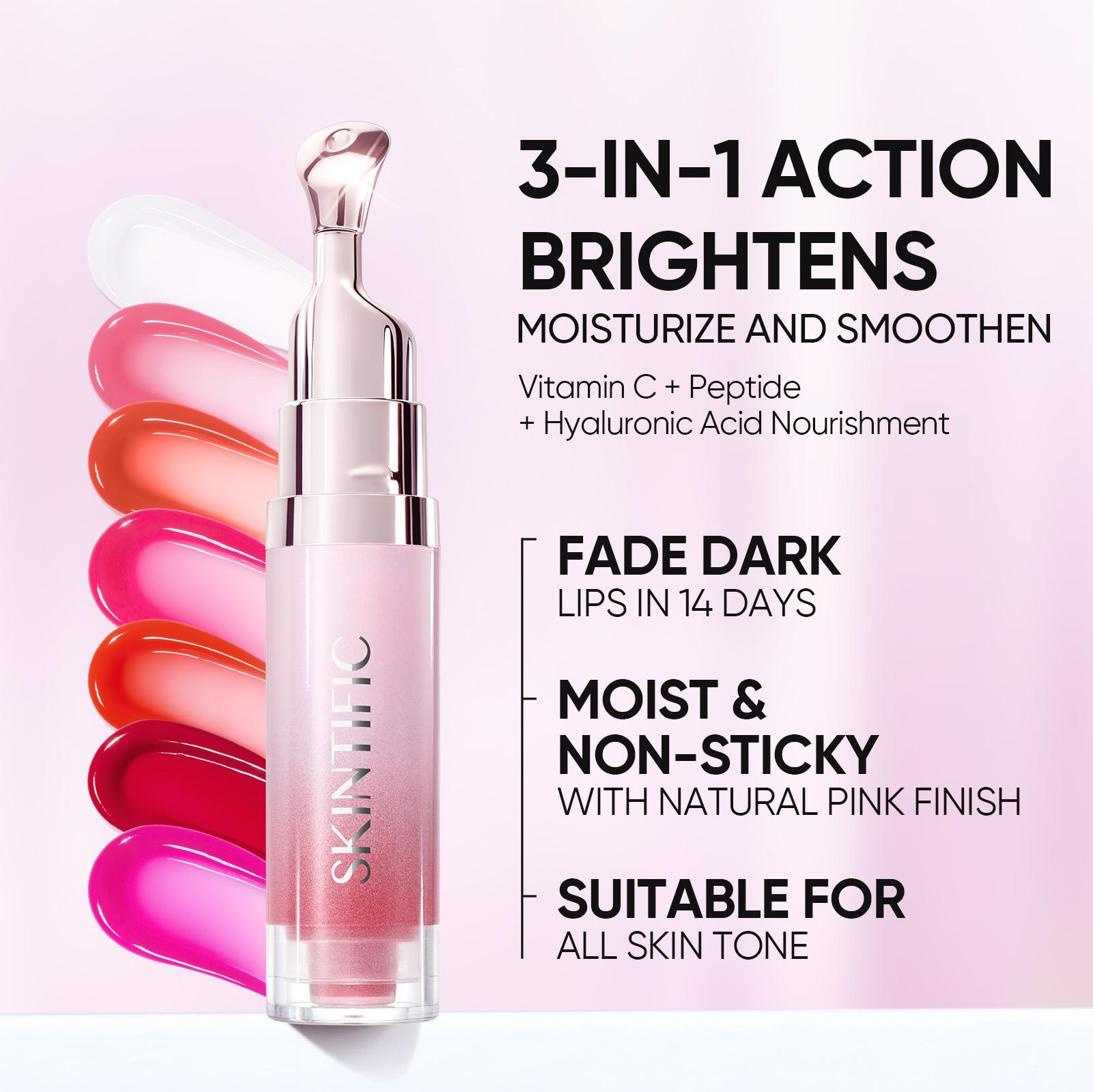 [OG] SKINTIFIC Hydrating Brightening Lip Serum with Hyaluronic Acid & Peptide for Radiant Lips Gentle Glossy Korean Beauty Makeup Balm Shea Smooth Moisture with Cooling Metal Roller Applicator