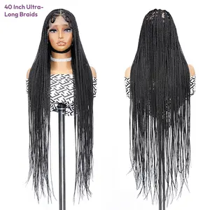 SuperNova 40 Inch Full Lace Braided Wig Transparent Lace 360° Baby Hair Free Parting Synthetic Lightweight Box Braids #SummerVibes