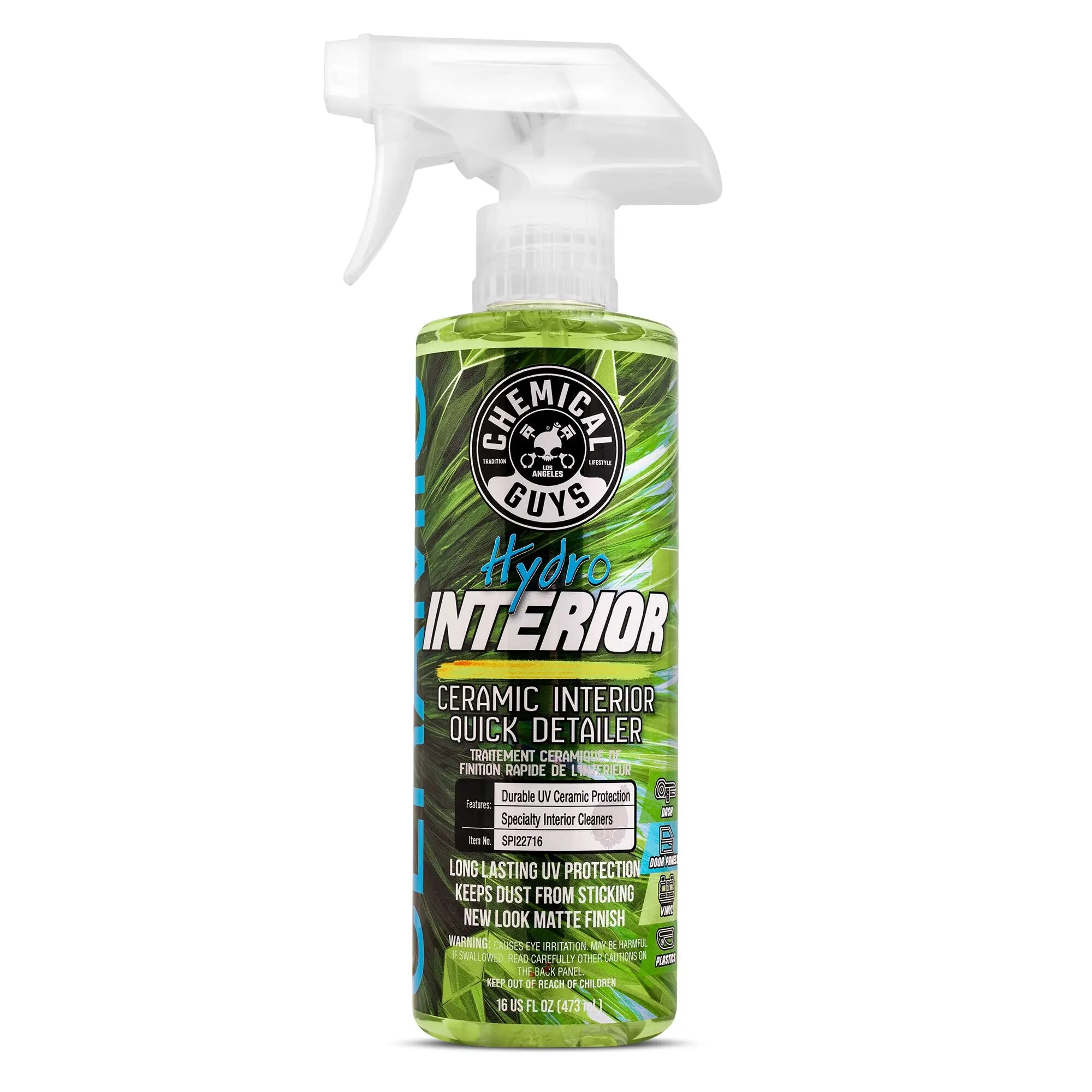 CHEMICAL GUYS HydroInterior Ceramic Quick Detailer – Interior Ceramic Coating Spray that Cleans & Protects Dashboard, Trim, Door Panels & More with SiO₂ Infusion for Long‑Lasting Matte Finish, UV Defense & Self‑Cleaning Dust Repellency, Uv Protection