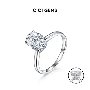 CICI GEMS 2CT Oval Cut Moissanite Hidden Halo Ring for Women High Setting D VVS1 18K Gold Plated Lab-Created Hypoallergenic Wedding Engagement Anniversary Gift Fine Jewelry R031