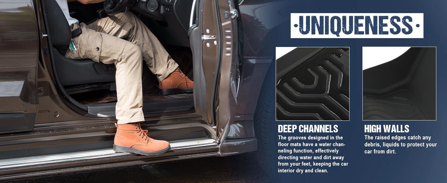 CROSSDESIGN TPE Floor Mats | Fits 1999-07 Ford F-250 F-350 Super Duty Crew Cab Fold Flat Storage | Front & 2nd Row, 3-pc Black Upgraded version CROSSDESIGN TPE Floor Mats | Fits 1999-07 Ford F-250 F-350 Super Duty Crew Cab Fold Flat Storage | Front & 2nd Row, 3-pc Black Upgraded version