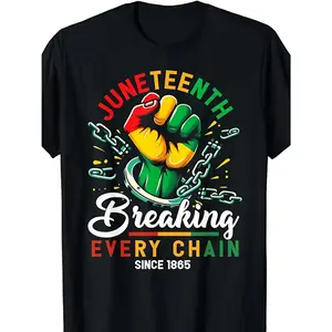 Unisex African American Pride Juneteenth Cotton Short-Sleeve T-Shirt, Soft Breathable Essential Outfits for All-Day Wear