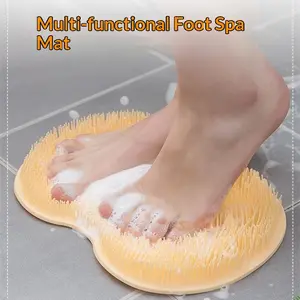 Foot washing and scrubbing device, lazy person's foot scrubbing and foot massage pad, household bathroom foot scrubbing pad with anti-slip design, foot washing, with suction cup"