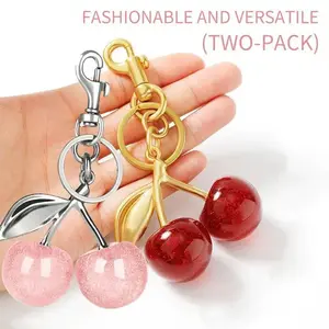 Bonison 2-Pack Cherry Keychain Bag Charms, Cute Purse Keychains for Women, Double-Sided Handbag Accessories, Mother’s Day Gift for Mom