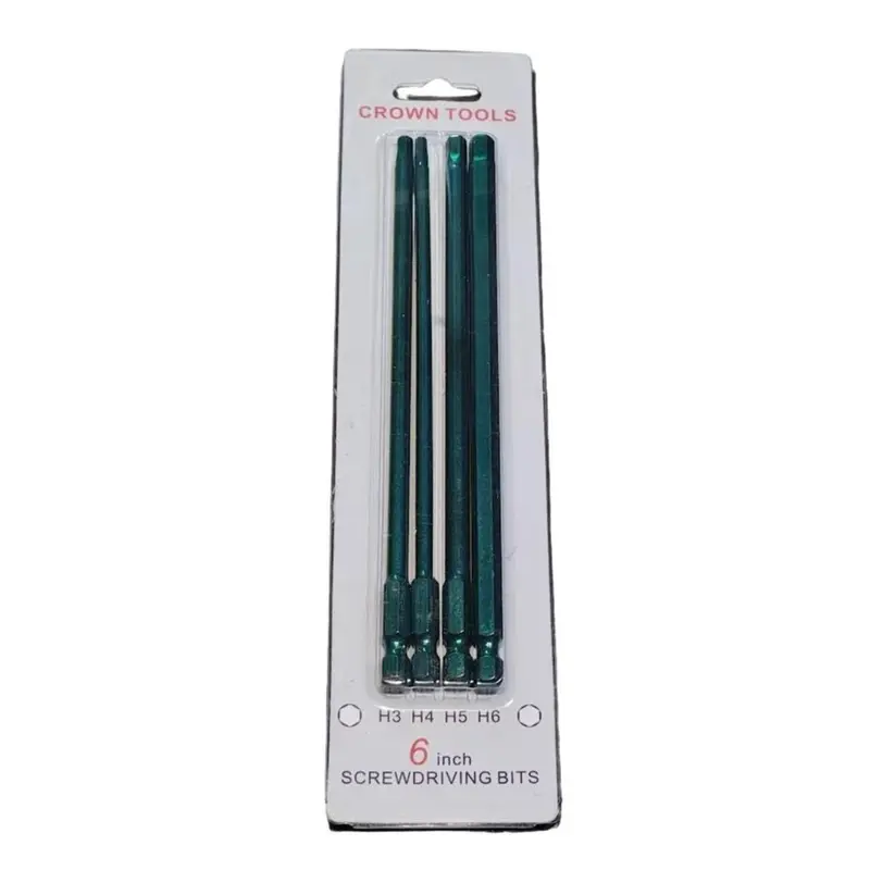 CROWN TOOLS Hitachi NR83 Service Wrench Accessory - 4-Pack 6 in Screwdriver Drill/Driver Bit Set (H3,H4,H5,H6), 1/4" Hex Shank, Slip-Reducing Secure Shank, Durable Construction, Efficient Operation
