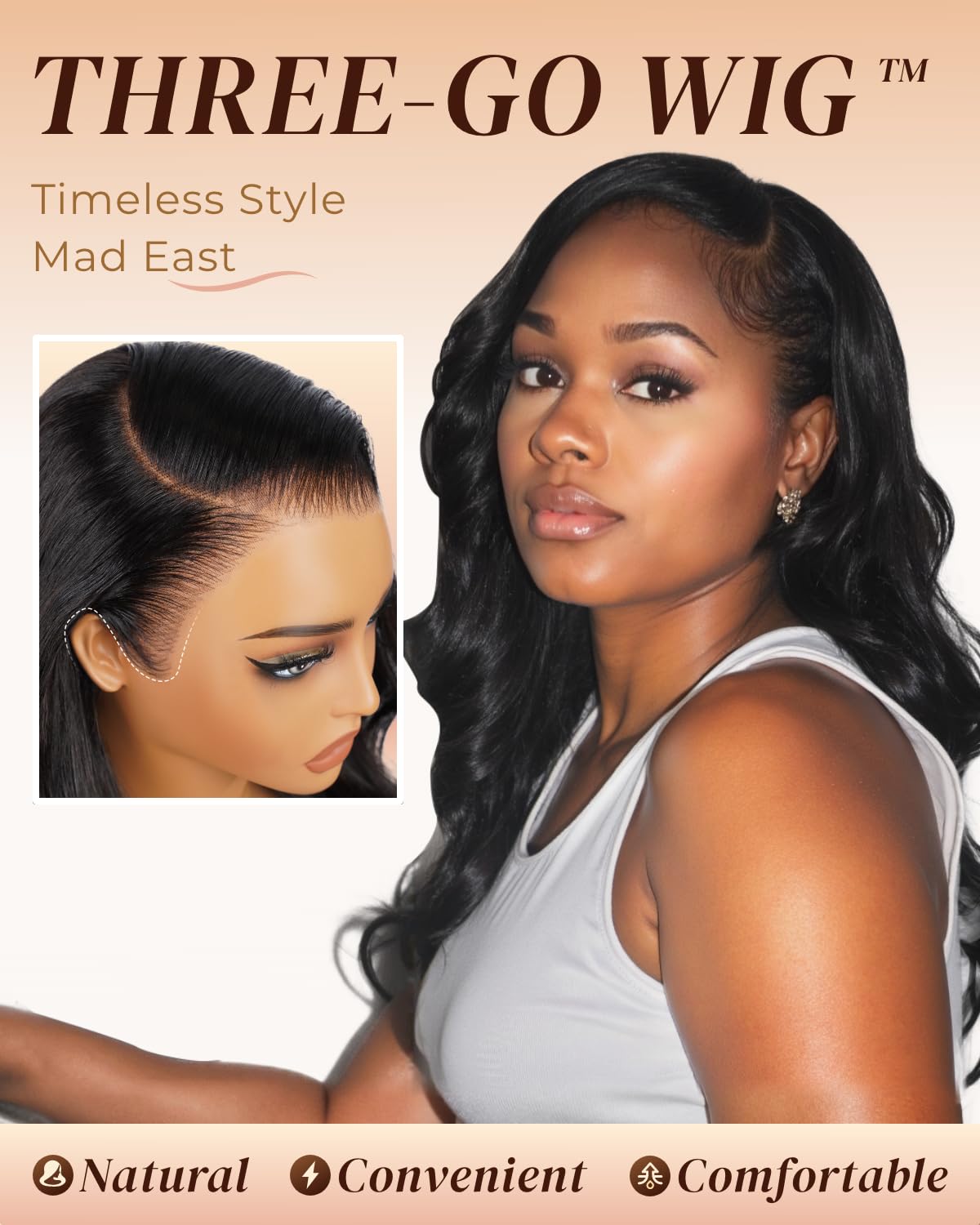 [Drawstring Glueless Wig] Bling Hair Body Wave 13x6 Drawstring Glueless Wigs Human Hair Pre Plucked Pre Cut 180% Density 13x4 Transparent Lace Front Wig Human Hair Wear and Go Glueless Wigs for Black Women Natural Color