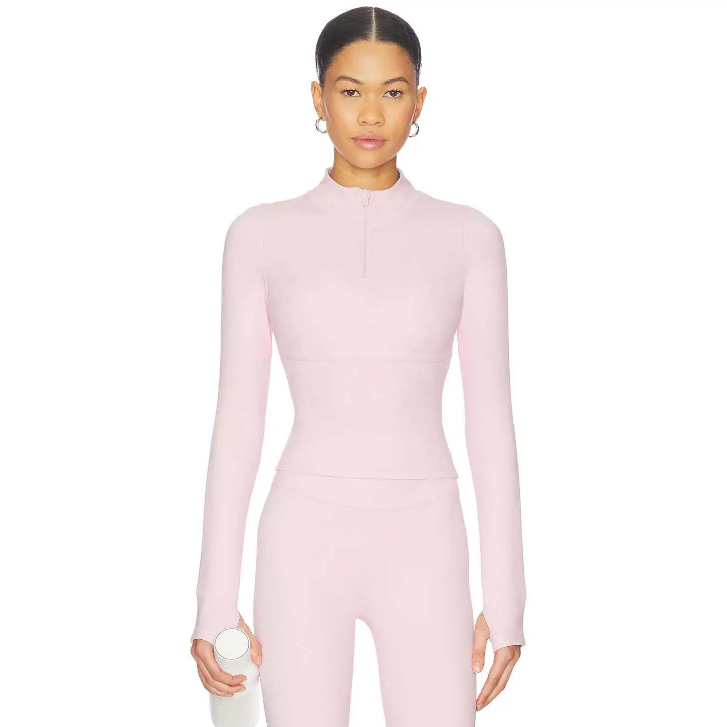 Astoria Half Zip Jacket in Pink & Cream